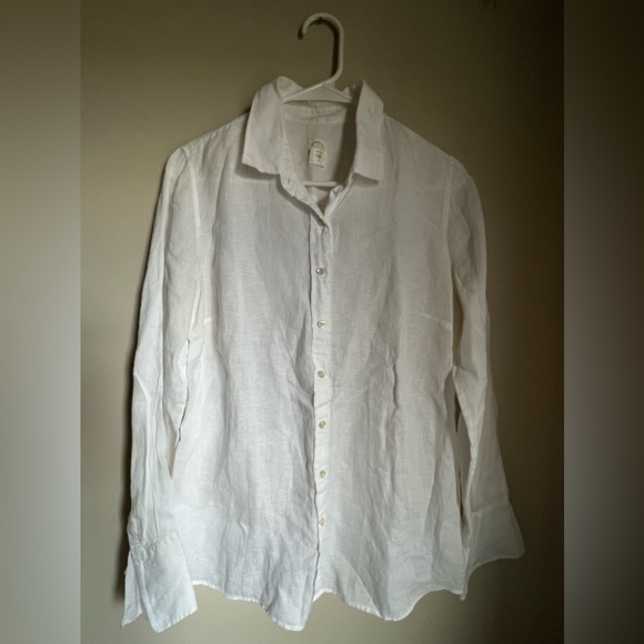 While linen button down shirt. - Picture 1 of 2